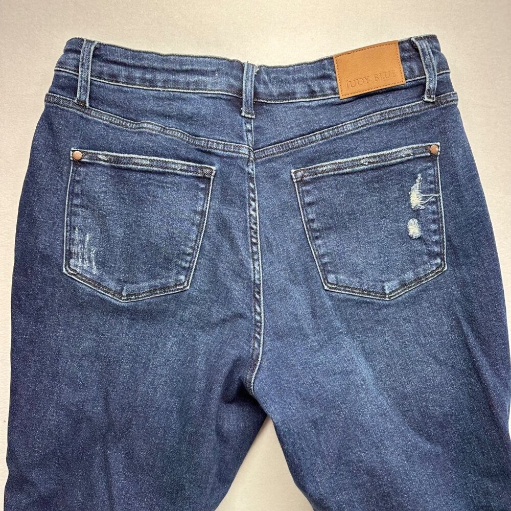 Judy Blue Womens Mid Rise Buffalo Plaid Distressed Jeans Size 14W Stretch Ankle - Picture 6 of 13